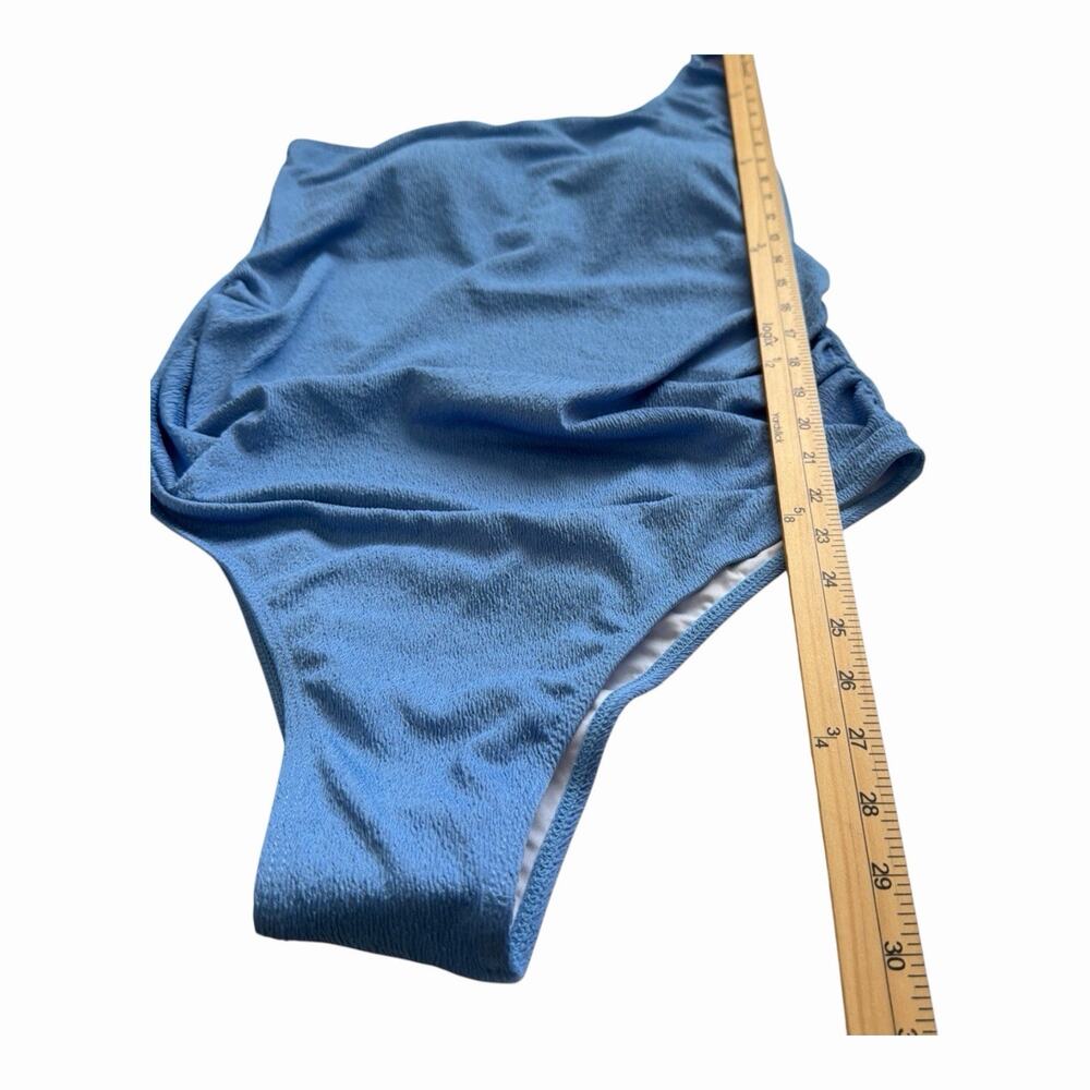 Summer Mae Maternity Swimsuit NWT XL Blue One Shoulder Ring One Piece Ruched - Picture 8 of 12